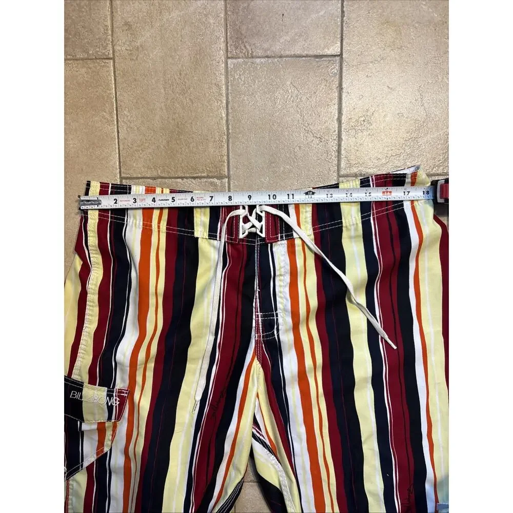 Vintage Billabong Men’s Multicolor Striped Board Shorts Swim Trunks Size 36